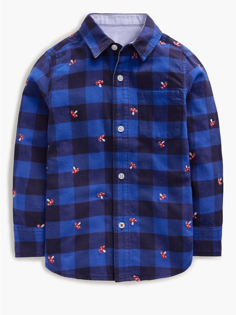Mini Boden Embroidered Cotton Flannel Shirt